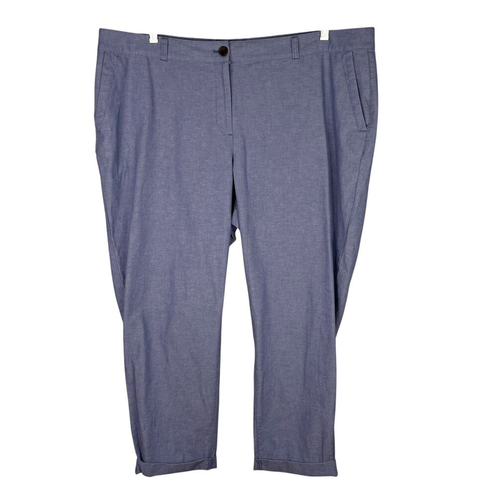 Talbots Plus Womens Pants 18W Light Blue Cotton Lightweight